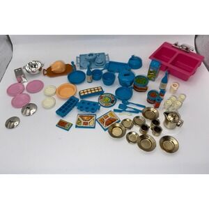 Barbie Doll Play Food 1980s Dream Doll House Kitchen TV Dinners Dishes Lot
